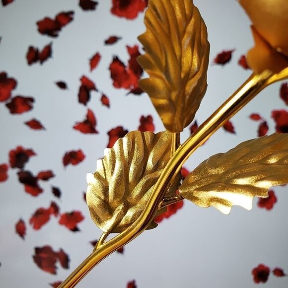 24K Gold Plated Rose Foil Flower Gift Valentine's Birthday Lover NWT - Picture 3 of 11